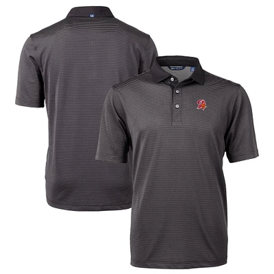 Men's Cutter & Buck Black Tampa Bay Buccaneers Big Tall Virtue Eco Pique Micro Stripe Recycled Polo