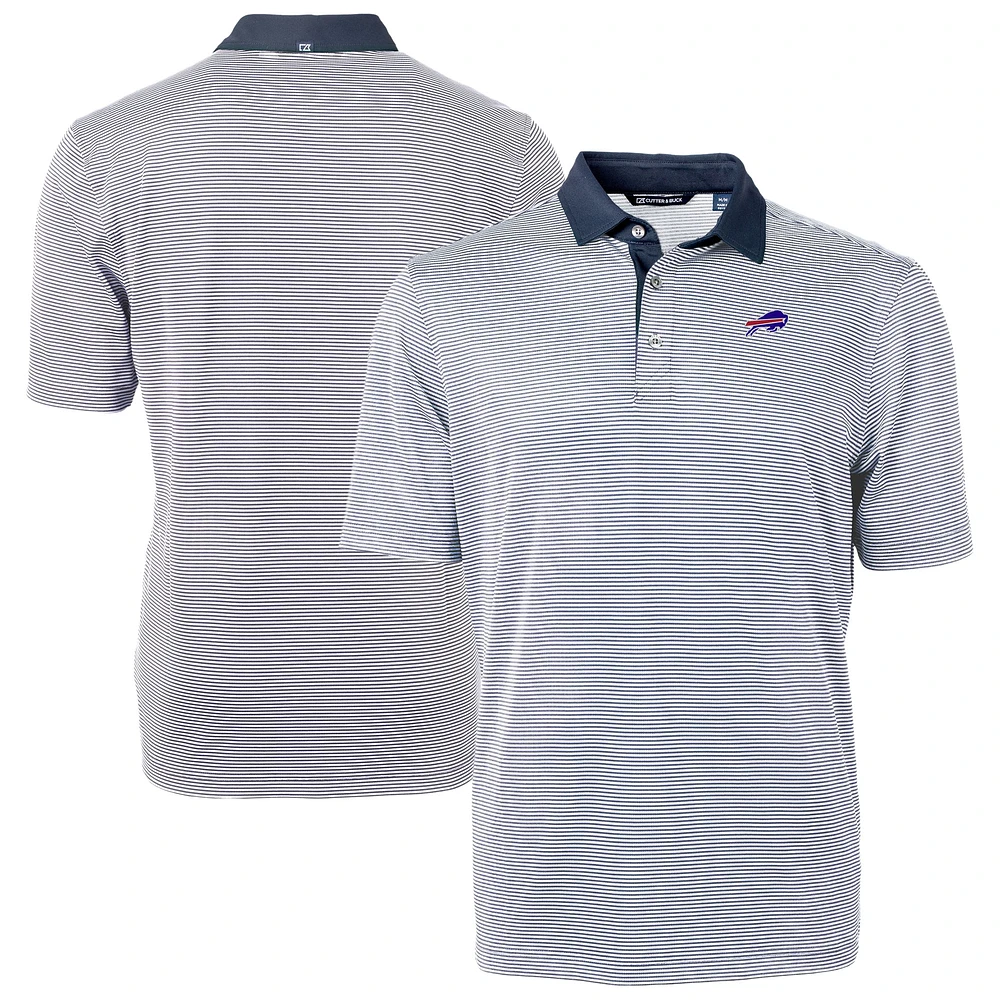 Men's Cutter & Buck Navy Buffalo Bills Big Tall Virtue Eco Pique Micro Stripe Recycled Polo