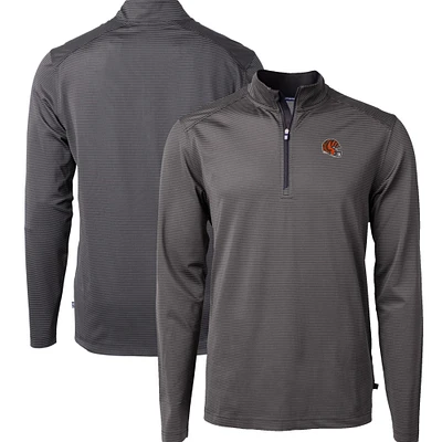 Men's Cutter & Buck Cincinnati Bengals Big Tall Virtue Eco Pique Micro Stripe Tri-Blend Quarter-Zip Jacket