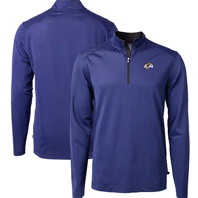 Men's Cutter & Buck Royal Los Angeles Rams Big Tall Virtue Eco Pique Micro Stripe Tri-Blend Quarter-Zip Jacket