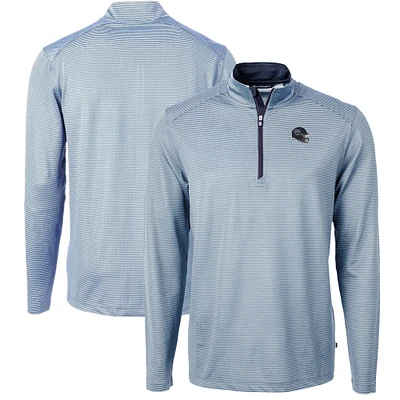 Men's Cutter & Buck Light Blue Tennessee Titans Big Tall Virtue Eco Pique Micro Stripe Tri-Blend Quarter-Zip Jacket