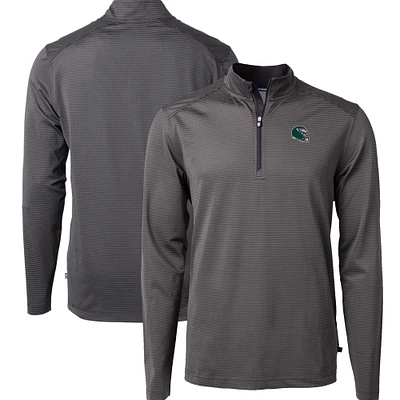 Men's Cutter & Buck Philadelphia Eagles Big Tall Virtue Eco Pique Micro Stripe Tri-Blend Quarter-Zip Jacket
