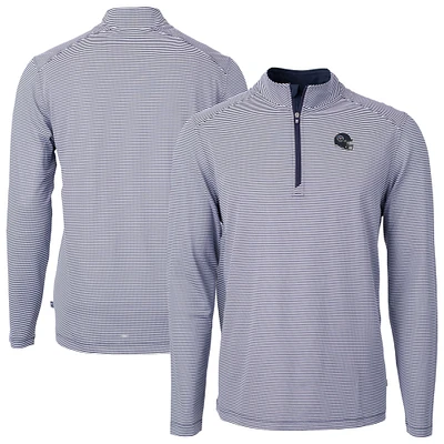 Men's Cutter & Buck Navy Tennessee Titans Big Tall Virtue Eco Pique Micro Stripe Tri-Blend Quarter-Zip Jacket