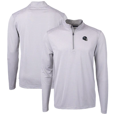 Men's Cutter & Buck Gray Tennessee Titans Big Tall Virtue Eco Pique Micro Stripe Tri-Blend Quarter-Zip Jacket