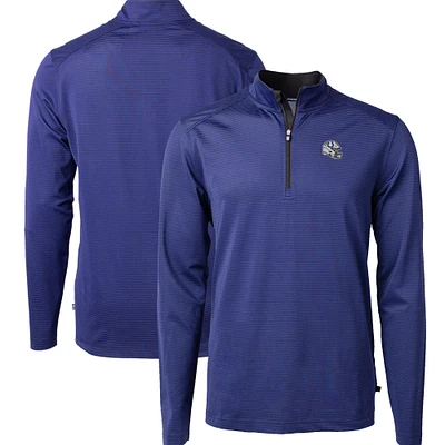 Men's Cutter & Buck Royal Indianapolis Colts Big Tall Virtue Eco Pique Micro Stripe Tri-Blend Quarter-Zip Jacket