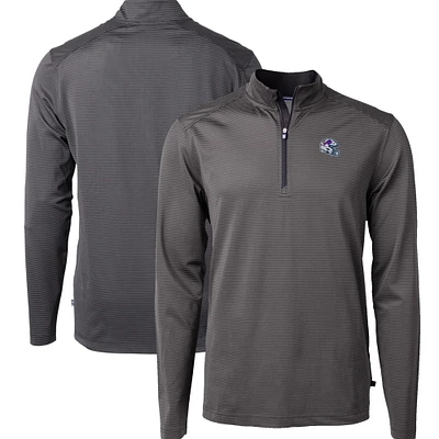 Men's Cutter & Buck Buffalo Bills Big Tall Virtue Eco Pique Micro Stripe Tri-Blend Quarter-Zip Jacket