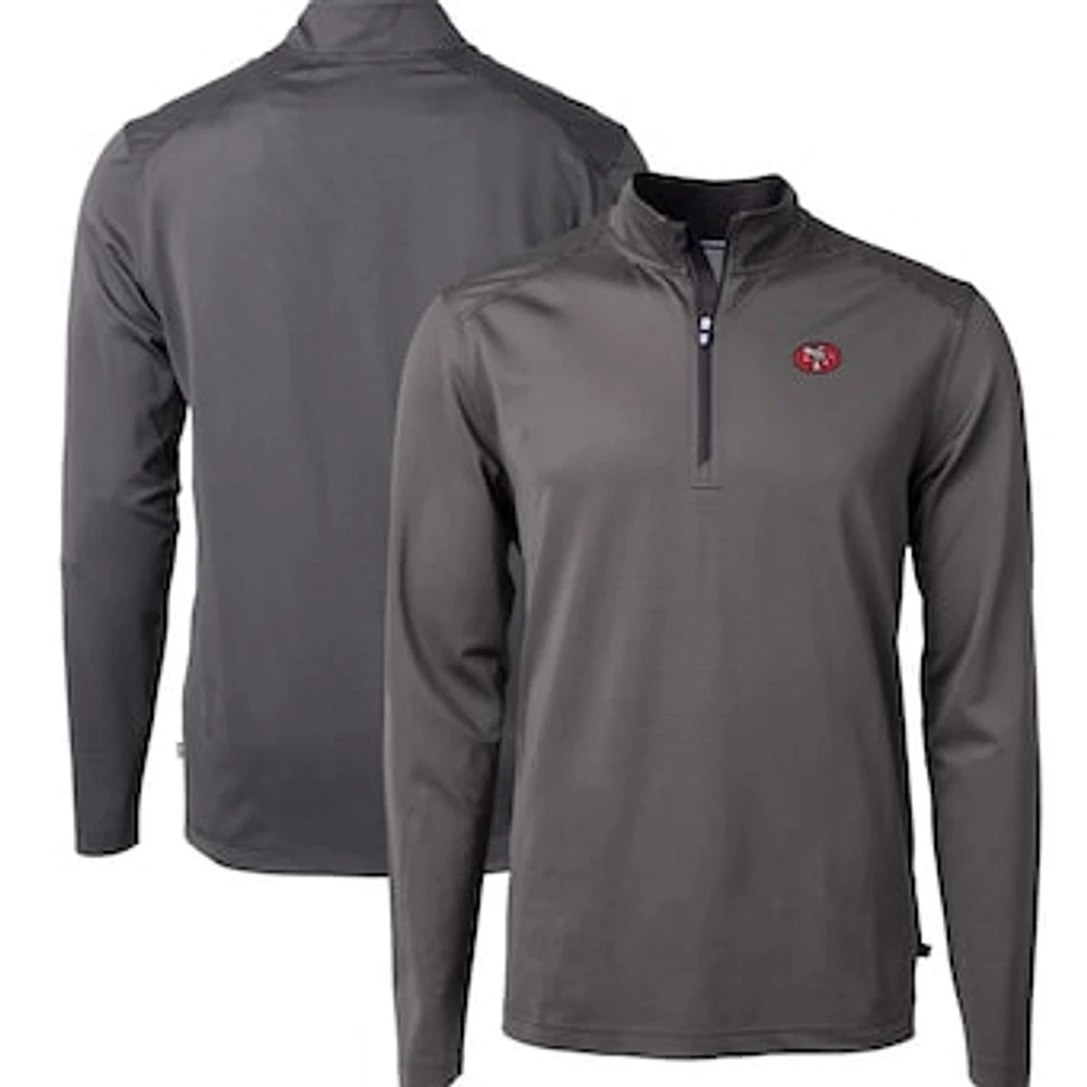 Men's Cutter & Buck San Francisco 49ers Big Tall Virtue Eco Pique Micro Stripe Tri-Blend Quarter-Zip Jacket