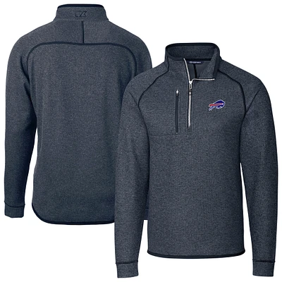 Men's Cutter & Buck Heather Navy Buffalo Bills Big Tall Mainsail Sweater-Knit Half-Zip Jacket