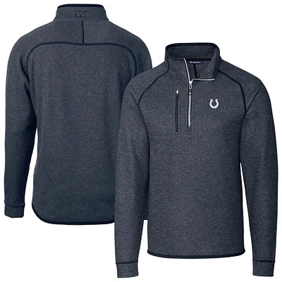 Men's Cutter & Buck Heather Navy Indianapolis Colts Big Tall Mainsail Sweater-Knit Half-Zip Jacket