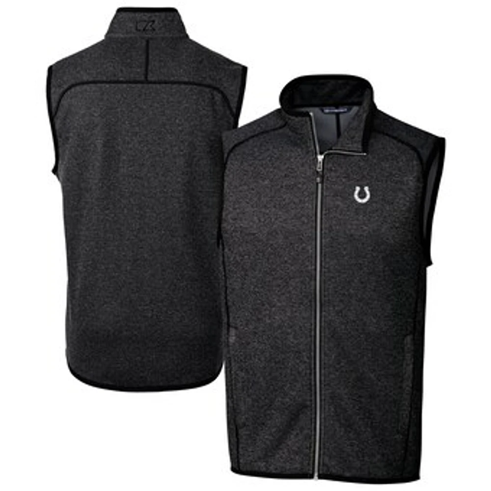 Men's Cutter & Buck Heather Charcoal Indianapolis Colts Big Tall Mainsail Sweater-Knit Full-Zip Vest