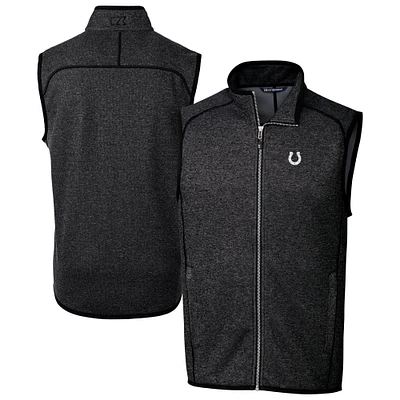 Men's Cutter & Buck Heather Charcoal Indianapolis Colts Big Tall Mainsail Sweater-Knit Full-Zip Vest