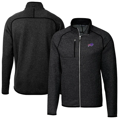 Men's Cutter & Buck Heather Charcoal Buffalo Bills Big Tall Mainsail Sweater-Knit Full-Zip Jacket
