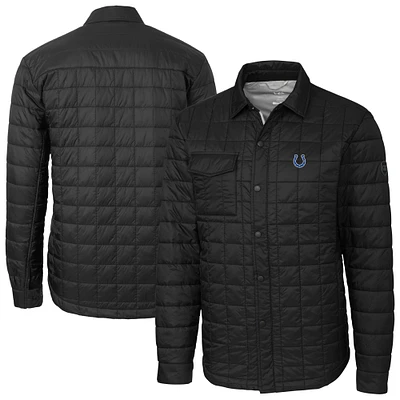 Men's Cutter & Buck Black Indianapolis Colts Big Tall Rainier PrimaLoft Eco Insulated Quilted Button-Up Shacket