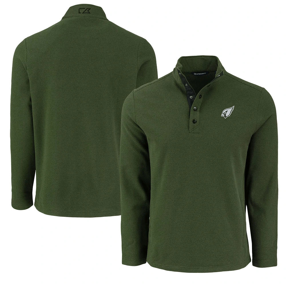 Men's Cutter & Buck Green Arizona Cardinals Hunts Point Eco Textured Fleece Recycled Half-Snap Sweatshirt