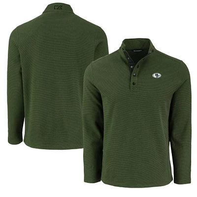 Men's Cutter & Buck Green San Francisco 49ers Hunts Point Eco Textured Fleece Recycled Half-Snap Sweatshirt