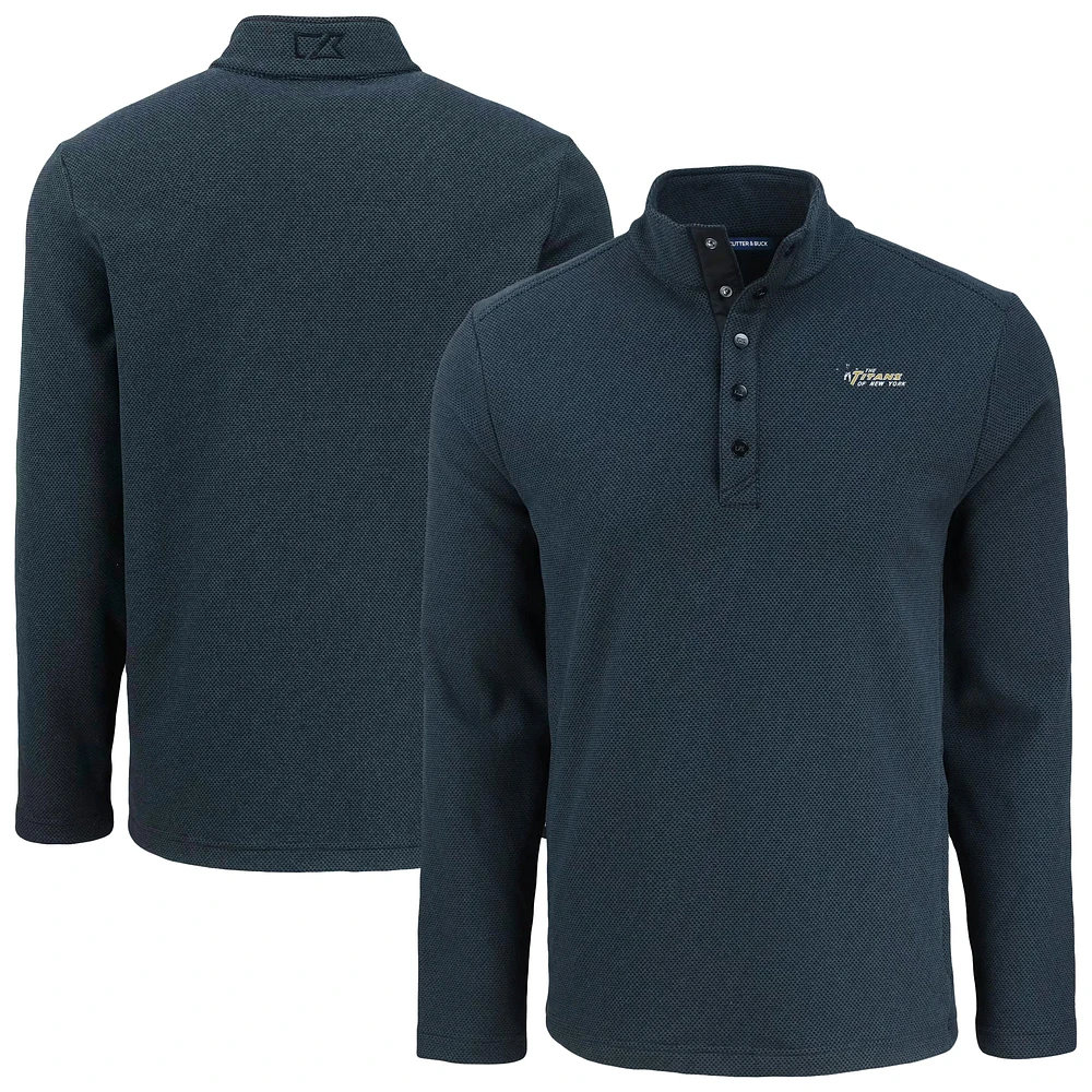 Men's Cutter & Buck New York Jets Hunts Point Eco Textured Fleece Recycled Half-Snap Sweatshirt