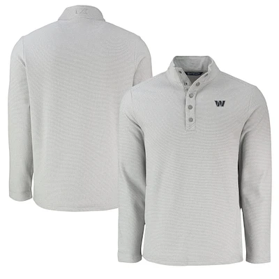 Men's Cutter & Buck Washington Commanders Hunts Point Eco Textured Fleece Recycled Half-Snap Sweatshirt
