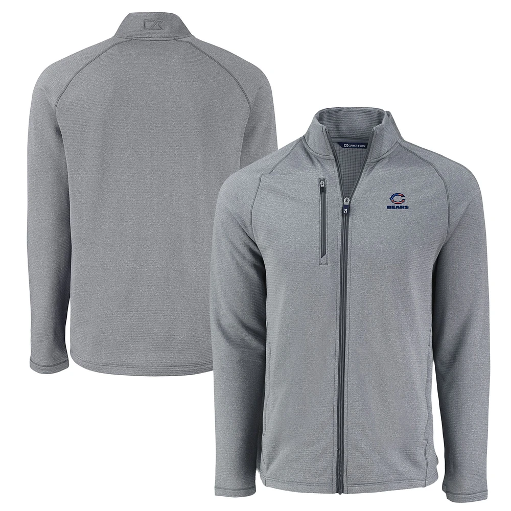 Men's Cutter & Buck Heather Chicago Bears Peshastin Eco Fleece Recycled Raglan Tri-Blend Full-Zip Jacket