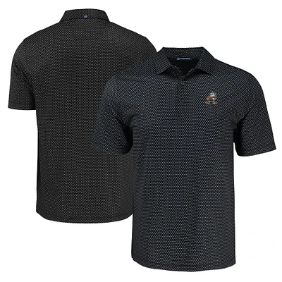Men's Cutter & Buck Black Cleveland Browns Pike Eco Shadow Check Print Recycled Polo