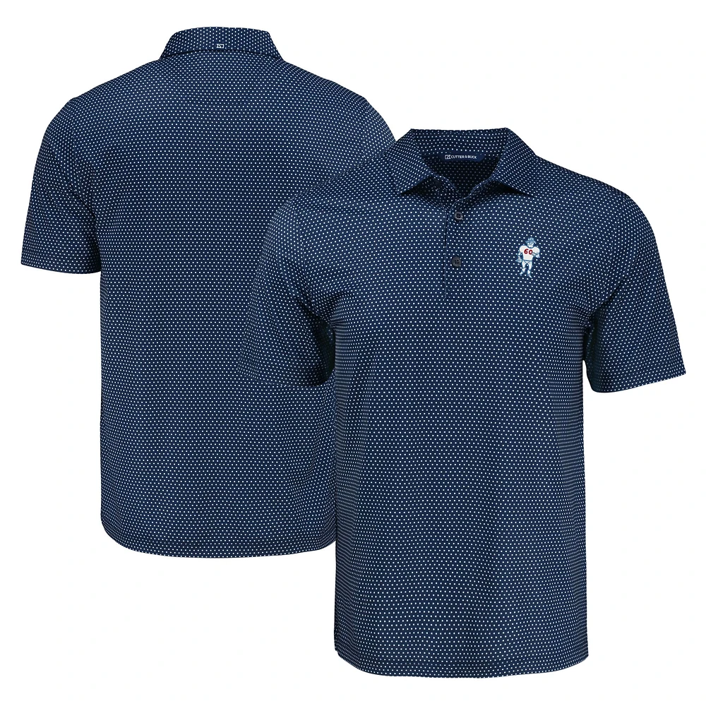Men's Cutter & Buck Navy Houston Oilers Gridiron Classics Pike Eco Shadow Check Print Recycled Polo
