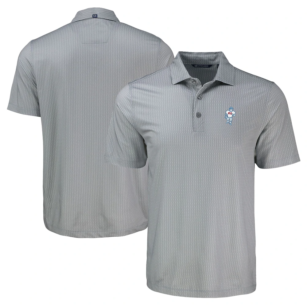 Men's Cutter & Buck Gray Houston Oilers Gridiron Classics Pike Eco Shadow Check Print Recycled Polo