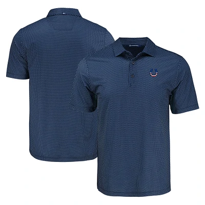Men's Cutter & Buck Navy Indianapolis Colts Pike Eco Shadow Check Print Recycled Polo