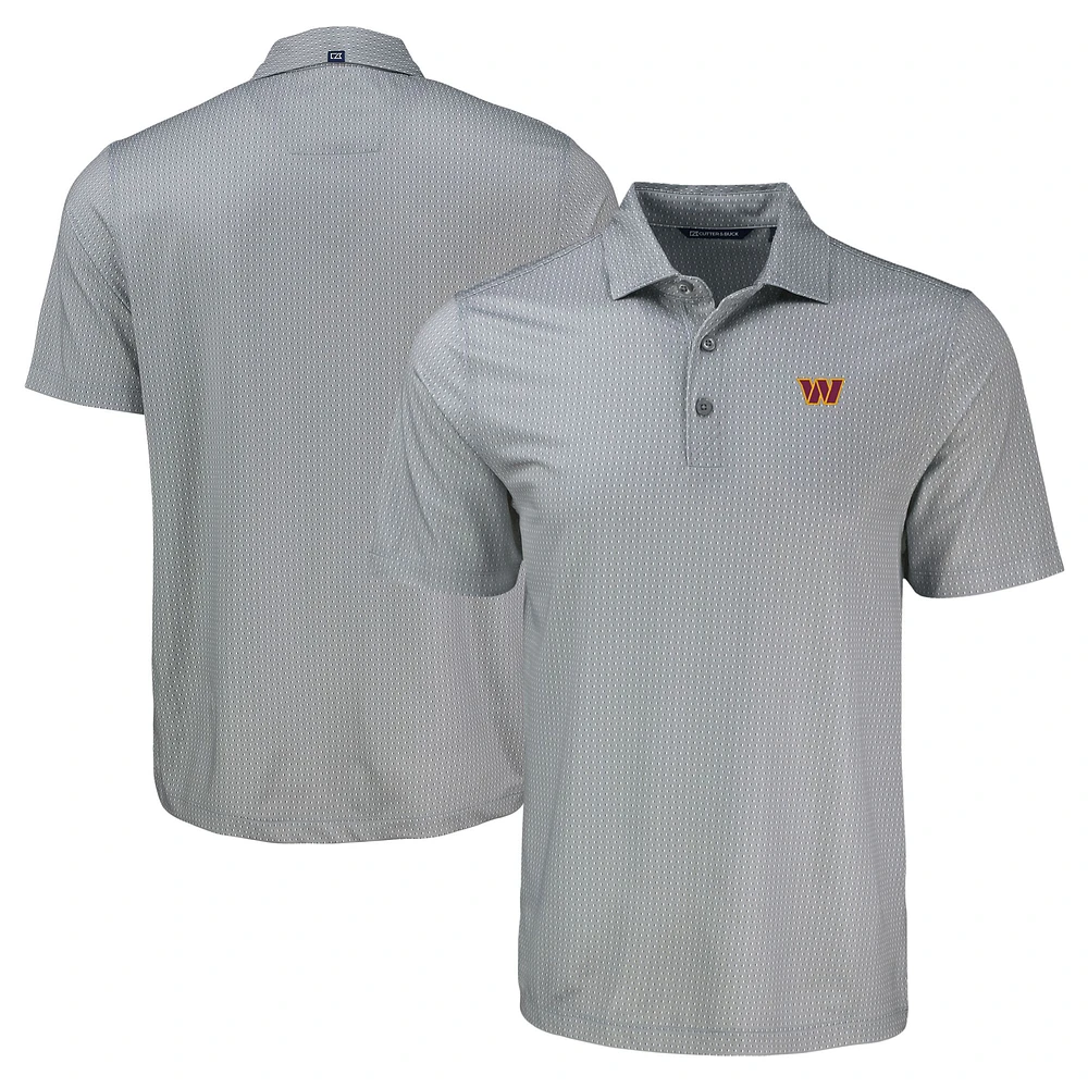 Men's Cutter & Buck Gray Washington Commanders Pike Eco Shadow Check Print Recycled Polo