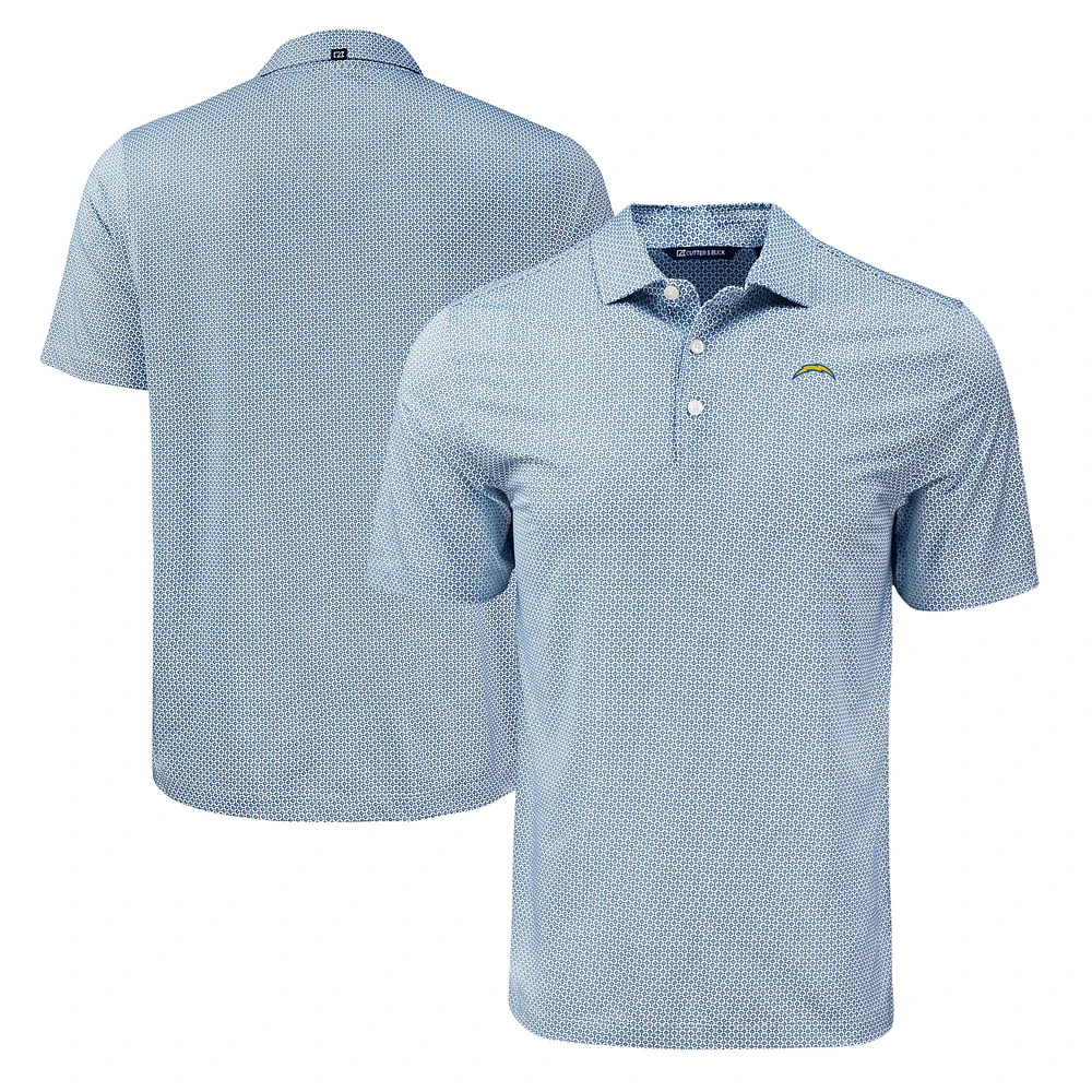Men's Cutter & Buck Blue Los Angeles Chargers Pike Eco Diamond Dot Print Polo