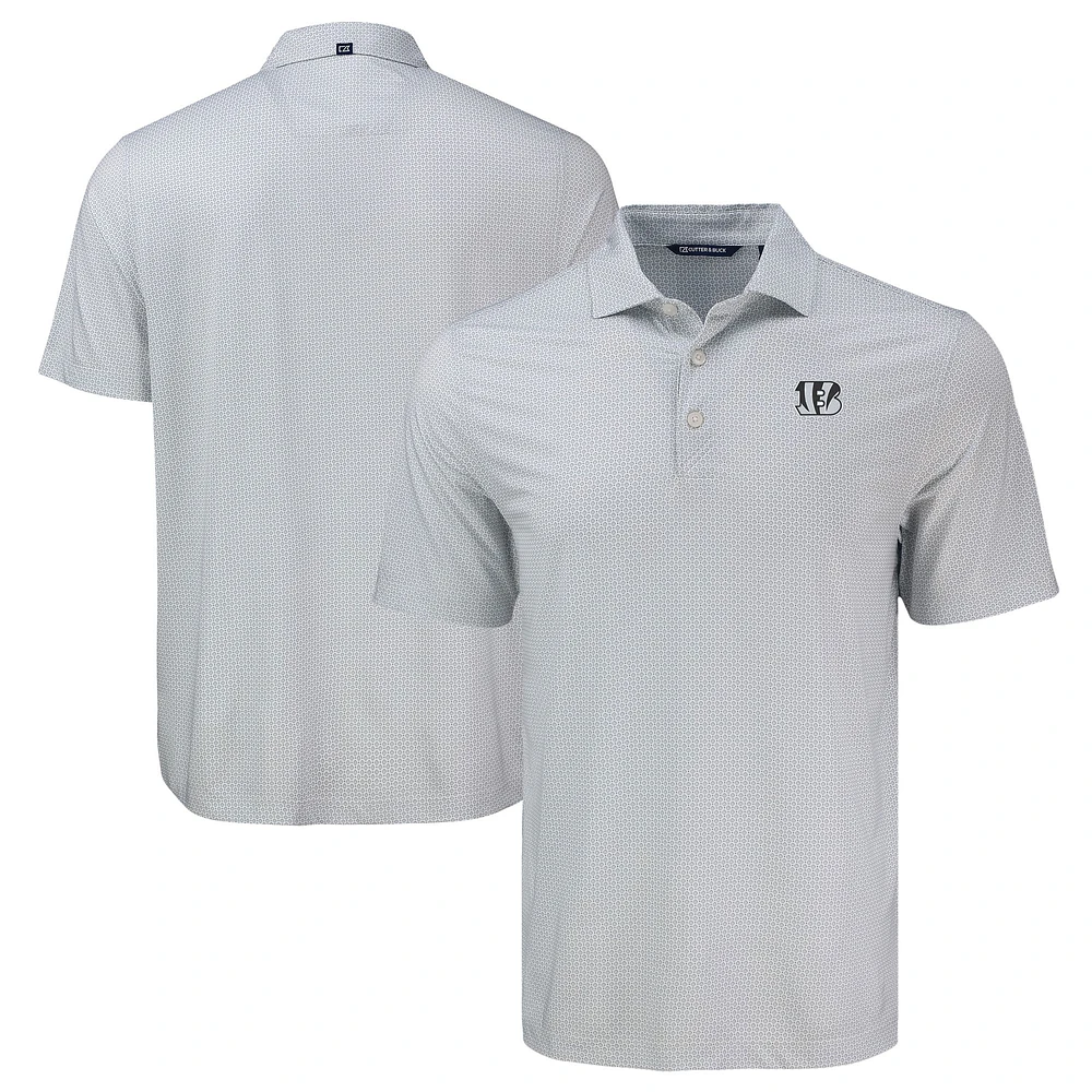 Men's Cutter & Buck Gray Cincinnati Bengals Pike Eco Diamond Dot Print Polo