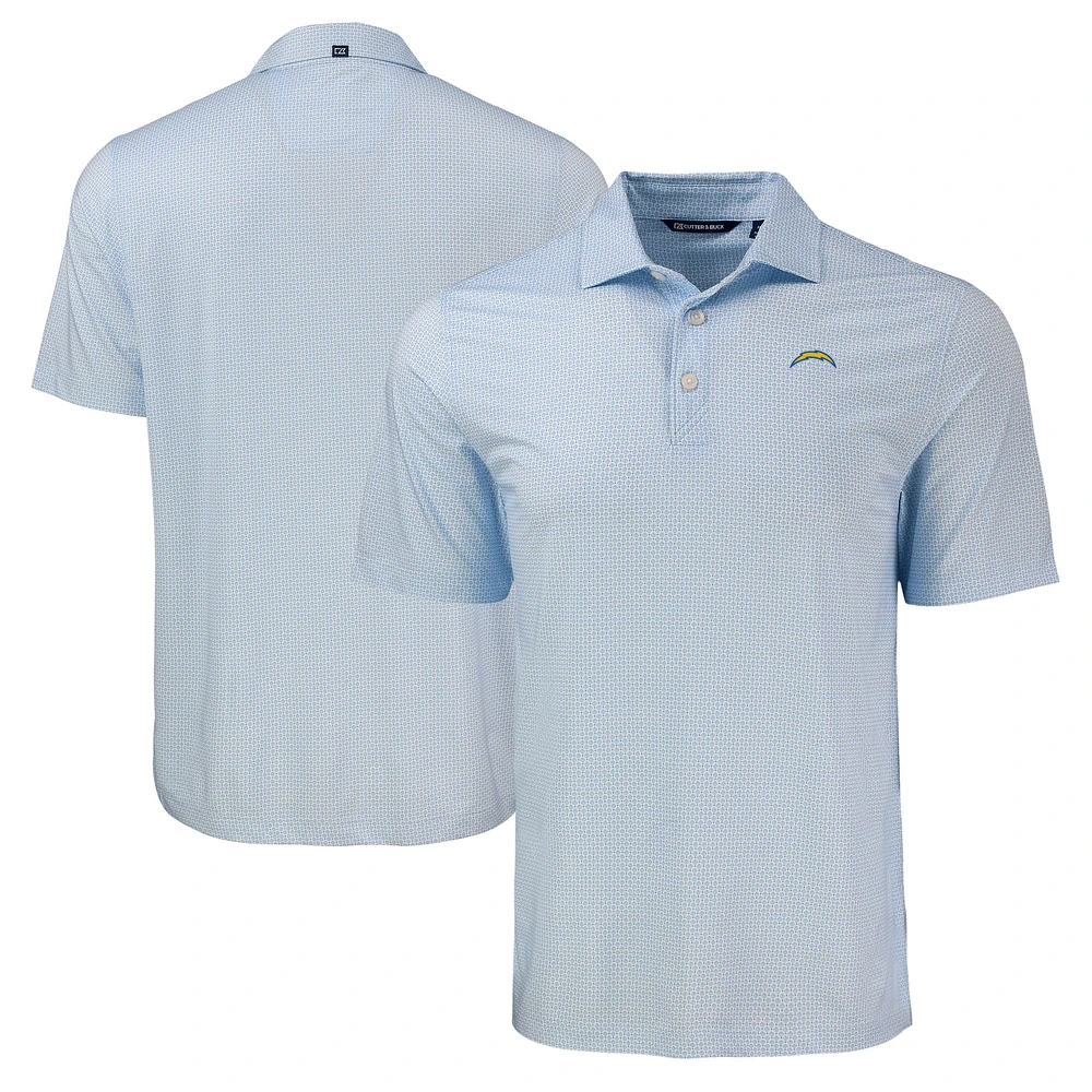 Men's Cutter & Buck Powder Blue Los Angeles Chargers Pike Eco Diamond Dot Print Polo