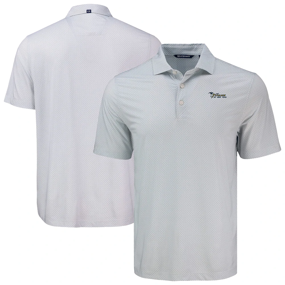 Men's Cutter & Buck Gray New York Jets Pike Eco Diamond Dot Print Polo