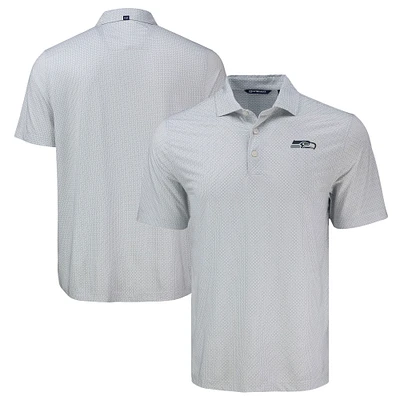 Men's Cutter & Buck Gray Seattle Seahawks Pike Eco Diamond Dot Print Polo