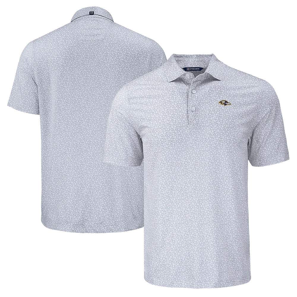 Men's Cutter & Buck Gray Baltimore Ravens Pike Eco Flora Print Polo