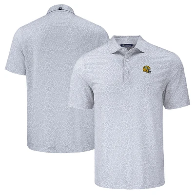 Men's Cutter & Buck Gray Green Bay Packers Pike Eco Flora Print Polo
