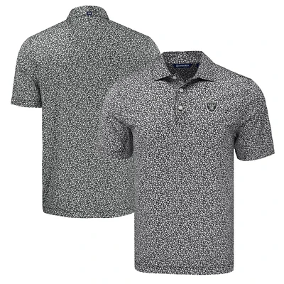 Men's Cutter & Buck Black Las Vegas Raiders Pike Eco Flora Print Polo