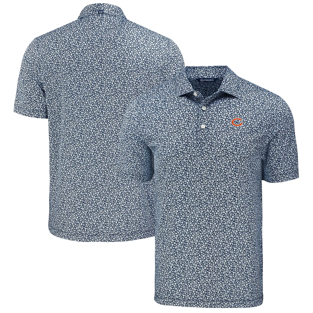 Men's Cutter & Buck Navy Chicago Bears Pike Eco Flora Print Polo