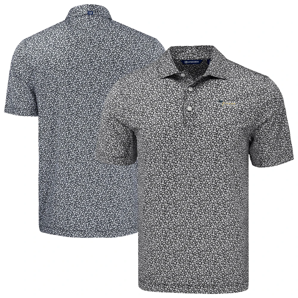 Men's Cutter & Buck Black New York Jets Pike Eco Flora Print Polo