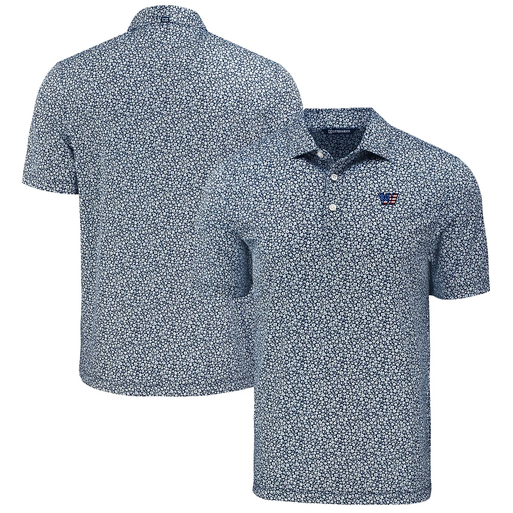 Men's Cutter & Buck Navy Washington Commanders Pike Eco Flora Print Polo
