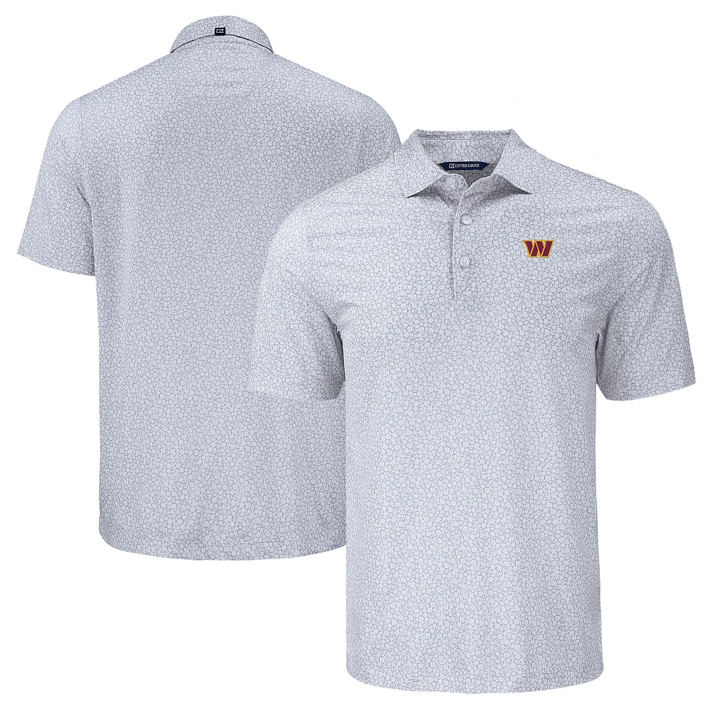 Men's Cutter & Buck Gray Washington Commanders Pike Eco Flora Print Polo
