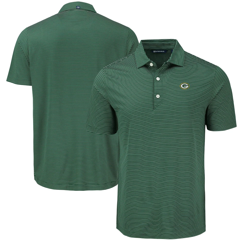 Men's Cutter & Buck Green Bay Packers Forge Eco Fine Line Stripe Polo