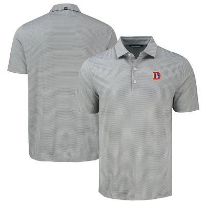 Men's Cutter & Buck Gray Denver Broncos Forge Eco Fine Line Stripe Polo