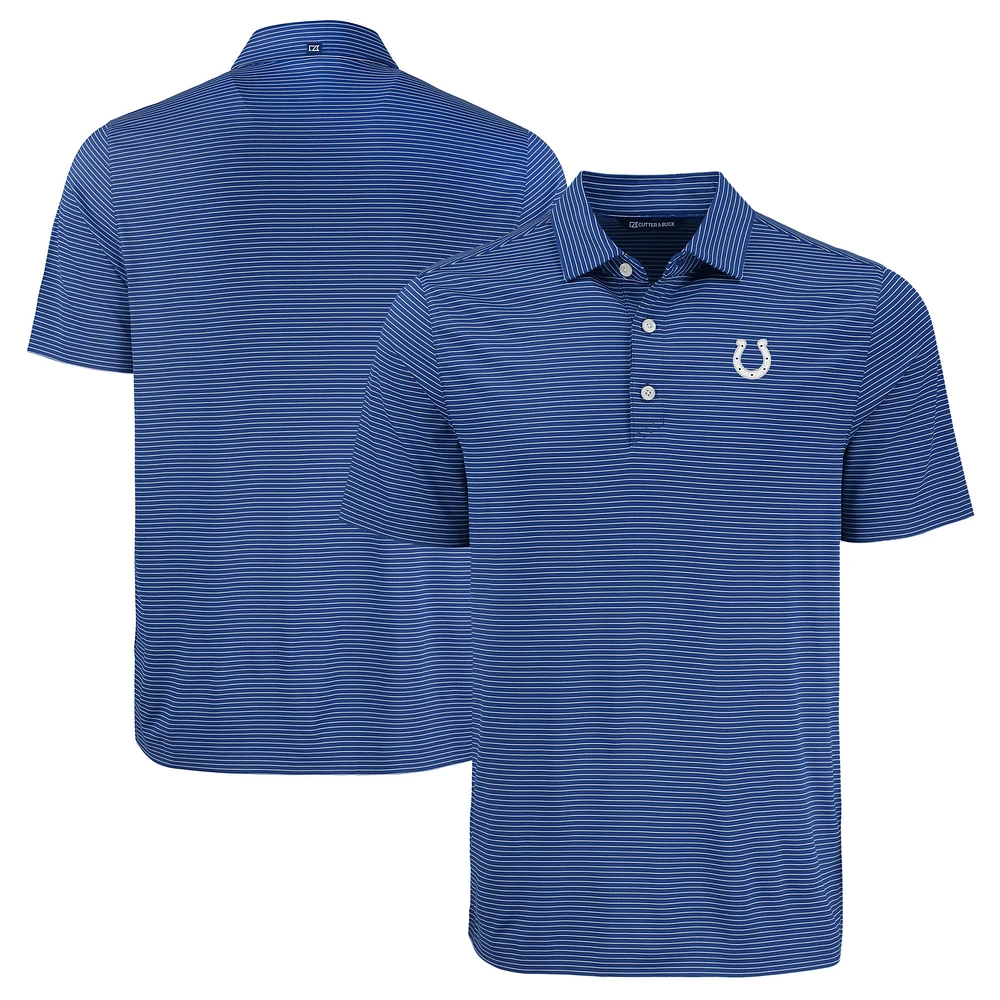 Men's Cutter & Buck Royal Indianapolis Colts Forge Eco Fine Line Stripe Polo