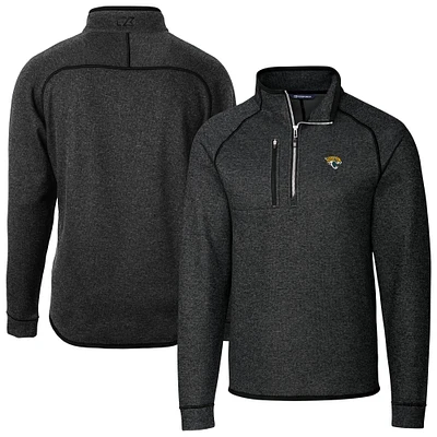 Men's Cutter & Buck Heather Charcoal Jacksonville Jaguars Big Tall Mainsail Sweater-Knit Raglan Half-Zip Jacket