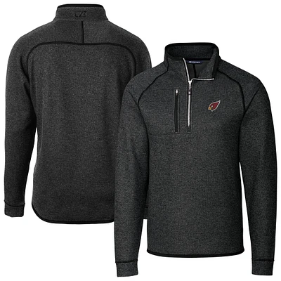 Men's Cutter & Buck Heather Charcoal Arizona Cardinals Big Tall Mainsail Sweater-Knit Raglan Half-Zip Jacket