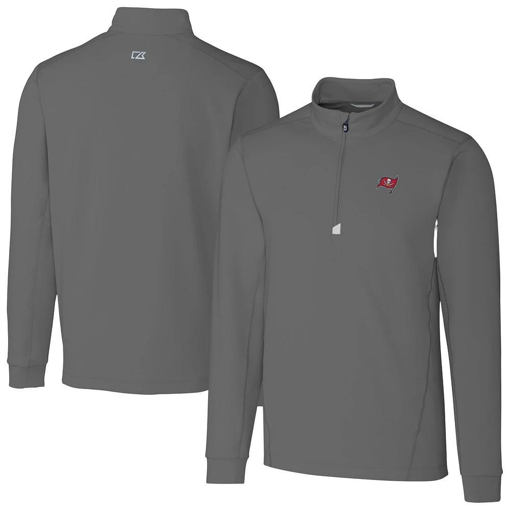 Men's Cutter & Buck Gray Tampa Bay Buccaneers Big Tall Traverse Stretch Quarter-Zip Top