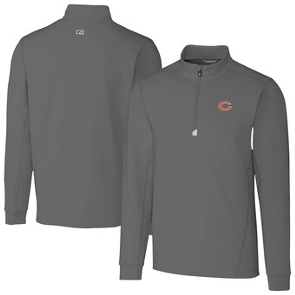 Men's Cutter & Buck Gray Chicago Bears Big Tall Traverse Stretch Quarter-Zip Top