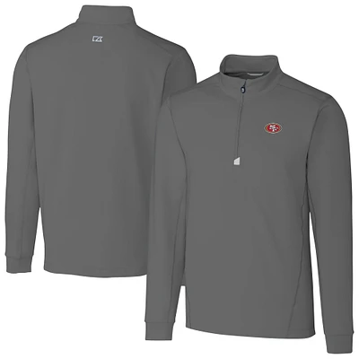 Men's Cutter & Buck Gray San Francisco 49ers Big Tall Traverse Stretch Quarter-Zip Top