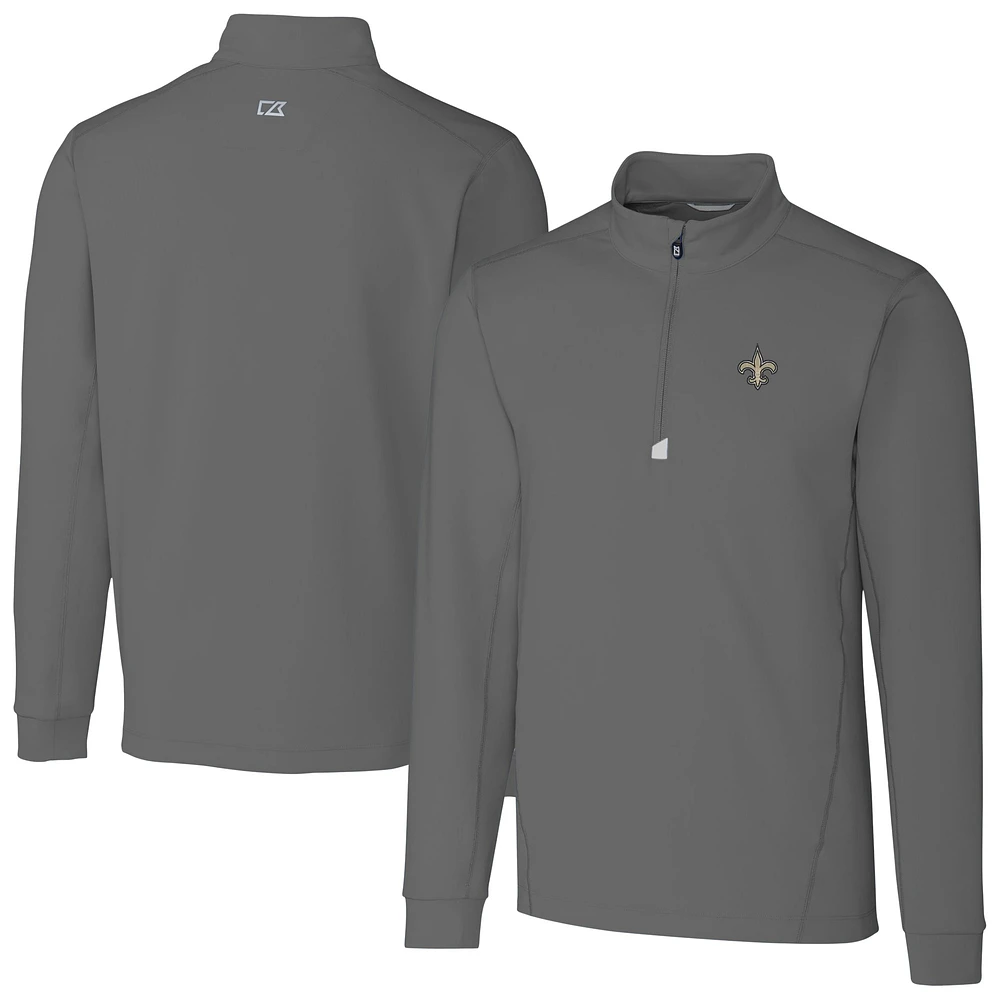 Men's Cutter & Buck Gray New Orleans Saints Big Tall Traverse Stretch Quarter-Zip Top