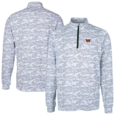 Men's Cutter & Buck Charcoal Washington Commanders Big Tall Traverse Eco Camo Tri-Blend DryTec Quarter-Zip Jacket