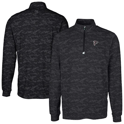 Men's Cutter & Buck Black Atlanta Falcons Big Tall Traverse Eco Camo Tri-Blend DryTec Quarter-Zip Jacket